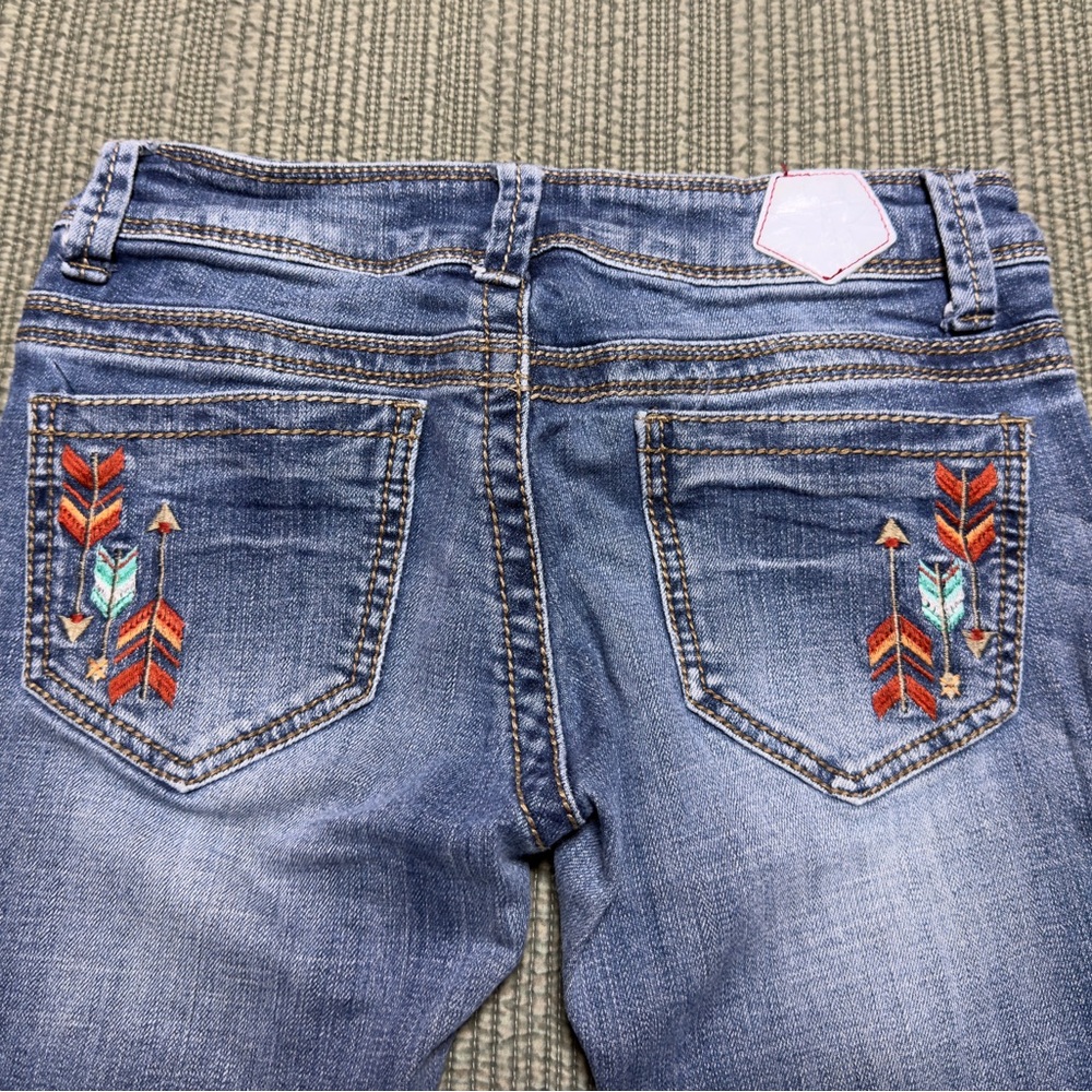 Tin Haul Blue Boot Cut Jeans with Colorful Arrow Embroidery